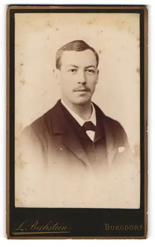 Fotografie L. Bechstein, Burgdorf, Portrait Herr in Anzug