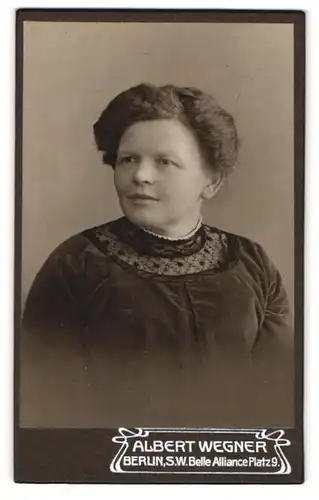 Fotografie Albert Wegner, Berlin-SW, Portrait Frau mit zusammengebundenem Haar