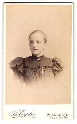 Fotografie Th. Eppler, Dresden, Portrait Fräulein mit zusammengebundenem Haar