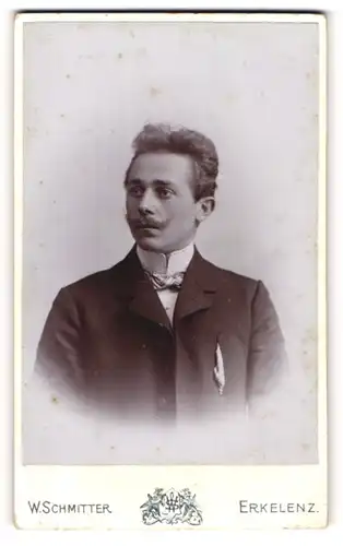 Fotografie W. Schmitter, Erkelenz, Portrait charmanter junger Mann in Fliege und Jackett