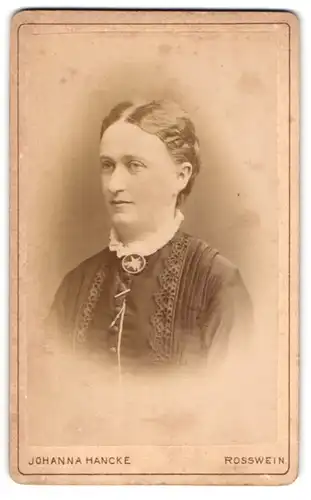 Fotografie Johanna Hancke, Rosswein, Portrait bildschöne Dame mit Brosche am Blusenkragen