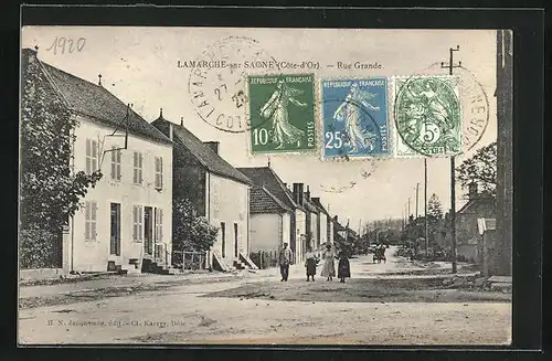 AK Lamarche-sur-Saone, Rue Grande, Strassenpartie