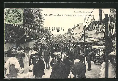 AK Beaune, Quartier Bretonnière Kermesse de 1905
