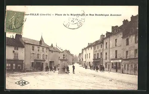 AK Is-sur-Tille, Place de la Republique et Rue Dominique Ancemot