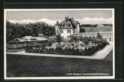 AK Konstantinsbad, Hotel Elisenhof, Gartenansicht mit Blick auf das Hotel