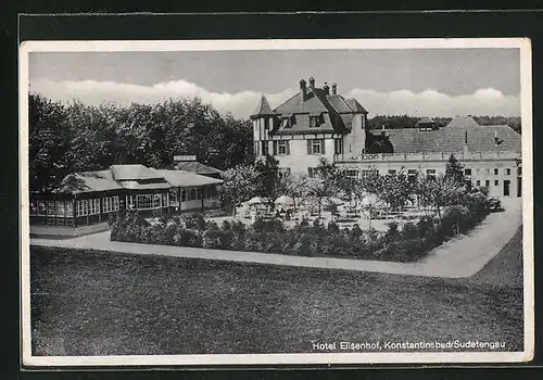 AK Konstantinsbad, Hotel Elisenhof, Gartenansicht mit Blick zum Hotel