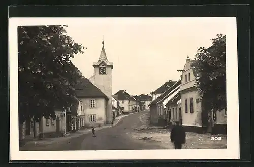 AK Kasejovice, Strassenpartie an der Kirche