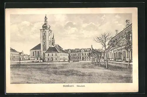 AK Dobrany, Námestí mit Kirche