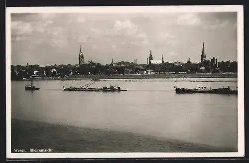 AK Wesel, Rheinansicht mit Kirche