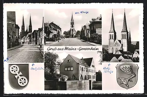 AK Mainz-Gonsenheim, Evangelische Kirche, Hauptstrasse, Gebäudeansicht