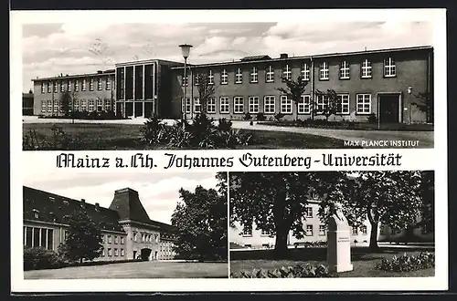 AK Mainz a. Rh., Johannes Gutenberg-Universität, Max Planck-Institut, Denkmal