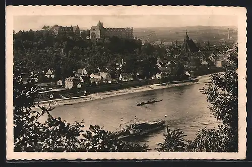 AK Pirna a. d. Elbe, Uferpartie mit Kirche