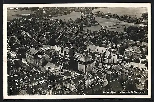 AK Clausthal-Zellerfeld /Oberharz, Ortsansicht mit grossem Gebäude