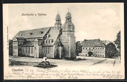 AK Clausthal, Marktkirche u. Rathaus