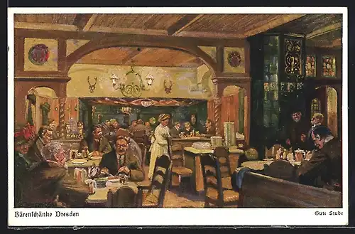 AK Dresden, Innenansicht Bärenschänke, Gute Stube