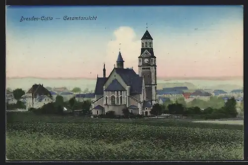 AK Dresden-Cotta, Gesamtansicht mit Kirche