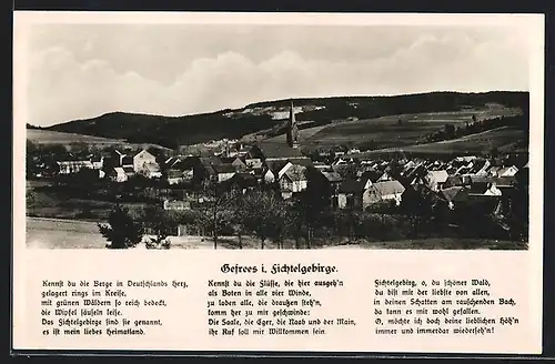 AK Gefrees i. Fichtelgebirge, Ortsansicht mit Kirche