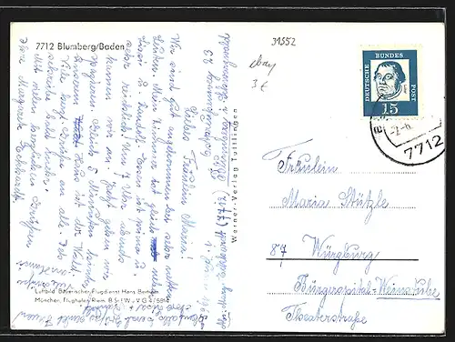 AK Blumberg /Baden, Ortsansicht von oben