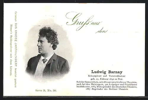 AK Ludwig Barnay, Schauspieler und Theaterdirektor