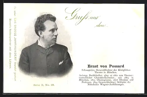 AK Schauspieler Ernst von Possart als Generaldirektor der Königlichen Theater in München