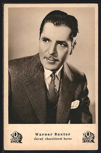 AK Schauspieler Warner Baxter mit Anzug und Krawatte