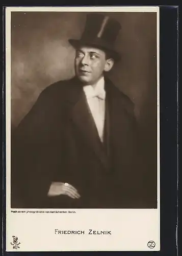 AK Schauspieler Friedrich Zelnik mit Zylinder
