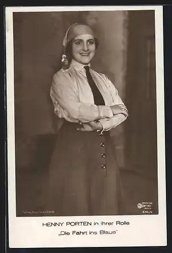 AK Filmszene aus Die Fahrt ins Blaue mit der Schauspielerin Henny Porten