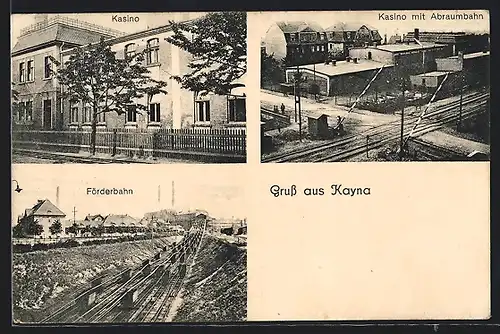 AK Kayna, Förderbahn, Kasino & Kasino mit Abraumbahn, Kleinbahn