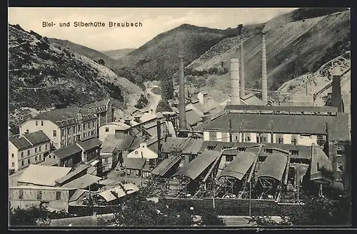 AK Braubach, Blei- und Silberhütte aus der Vogelschau