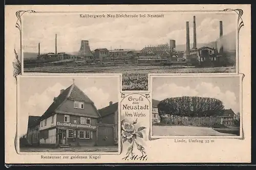AK Neustadt /Kr. Worbis, Kalibergwerk Neu-Bleicherode, Gasthof zur goldenen Kugel