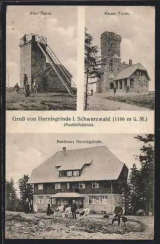 AK Hornisgrinde i. Schwarzwald, Rasthaus Hornisgrinde, Alter und neuer Turm