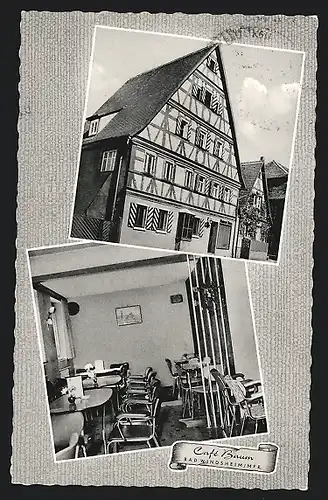 AK Bad Windsheim /Mfr., Cafe Baum, Innenansicht