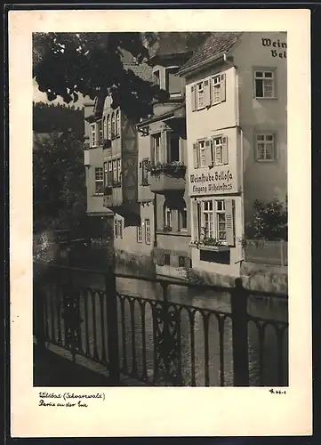 AK Wildbad /Schwarzwald, Gasthaus Bellosa an der Eur, Eingang Wilhelmstr. 25