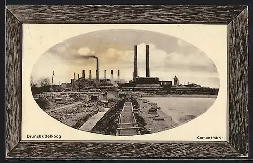 Präge-AK Brunsbüttelkoog, Cementfabrik, Passepartout