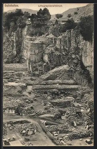 AK Solnhofen, Lithographie-Steinbruch, Anlagen aus der Vogelschau