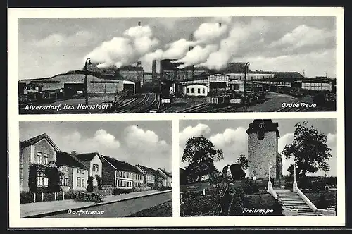 AK Alversdorf /Krs. Helmstedt, Grube Treue, Dorfstrasse, Freitreppe