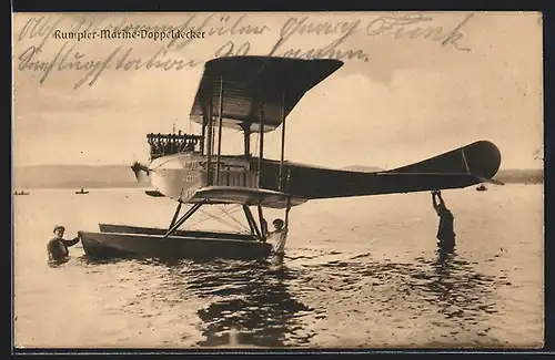 Foto-AK Sanke: Rumpler-Marine-Doppeldecker