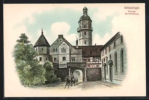 Künstler-AK Eugen Felle: Schleusingen, Schloss Bertholdsburg