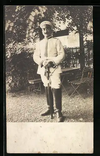 Foto-AK Kürassier R. Klevinghaus in Uniform mit Säbel