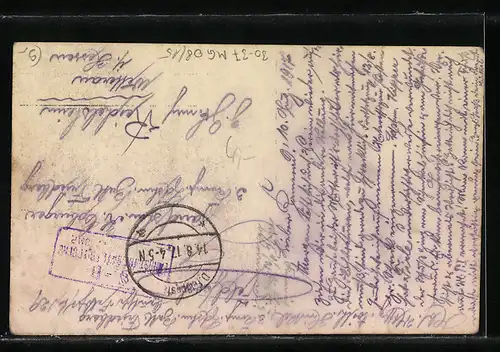 Foto-AK Soldaten mit MG 08 /15 der 3. Komp. Landst. Inf. Batl. 10 Friedberg in Uniform