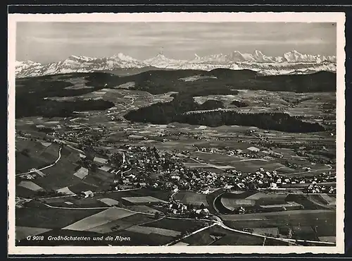 AK Grosshöchstetten, Teilansicht und die Alpen