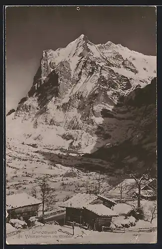 AK Grindelwald, Wetterhorn im Winter