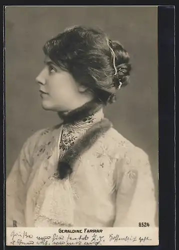 AK Opernsängerin Geraldine Farrar im Profil