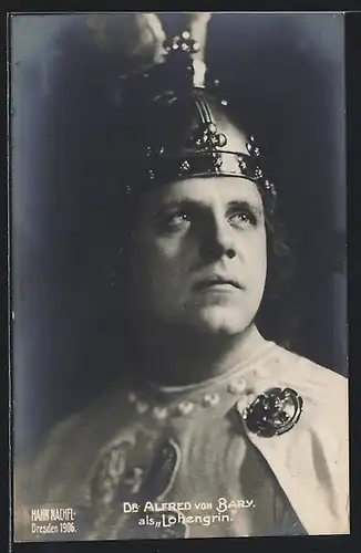 AK Opernsänger Dr. Alfred von Bary als Lohengrin