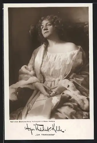 AK Opernsängerin Agnes Wedekind-Klebe in La Traviata