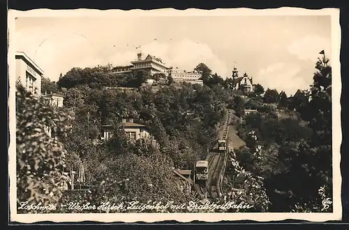 AK Loschwitz-Weisser Hirsch, Luisenhof mit Drahtseilbahn