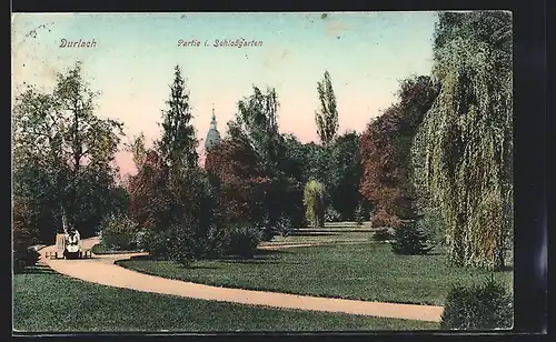 AK Durlach, Partie im Schlossgarten