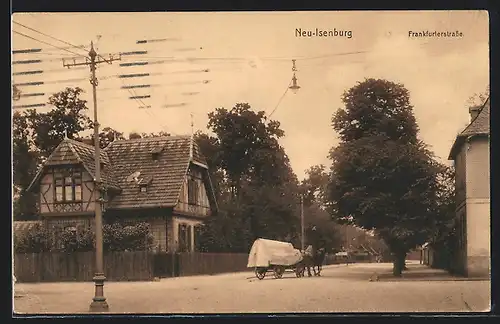 AK Neu-Isenburg, Frankfurterstrasse mit Pferdewagen