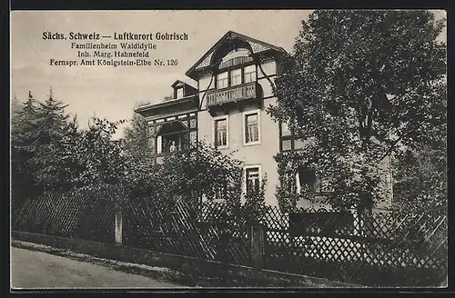 AK Gohrisch /Sächs. Schweiz, Hotel-Familienheim Waldidylle von Marg. Hahnefeld