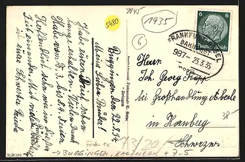 Foto-AK Buggingen, Kaliwerk, Teilansicht mit Kirche